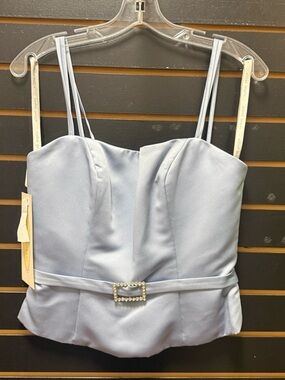Vintage Y2K Alfred Angelo Satin Bustier Top Blue Size 10 NWT Strappy